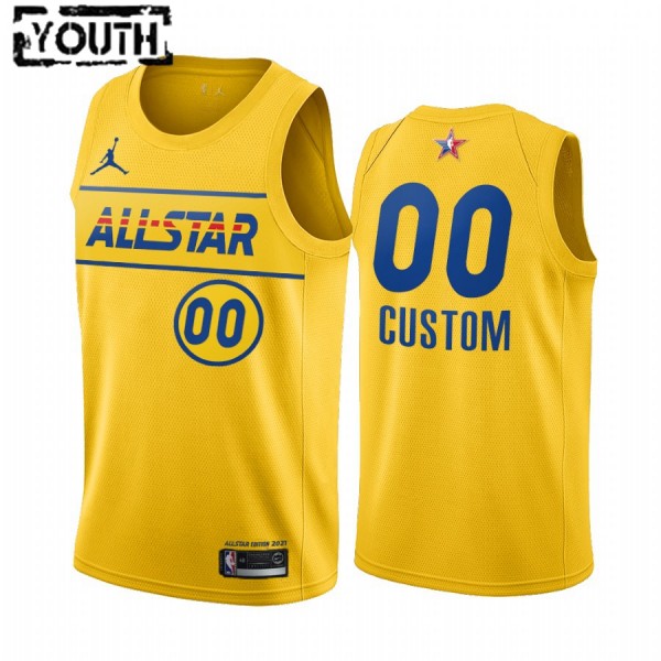NBA 2021 All-Star Trikot Benutzerdefinierte Jordan Brand Gold Swingman - Kinder